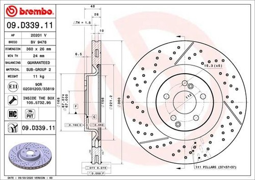 Brembo d339 brake disc - 09.d339.11,
